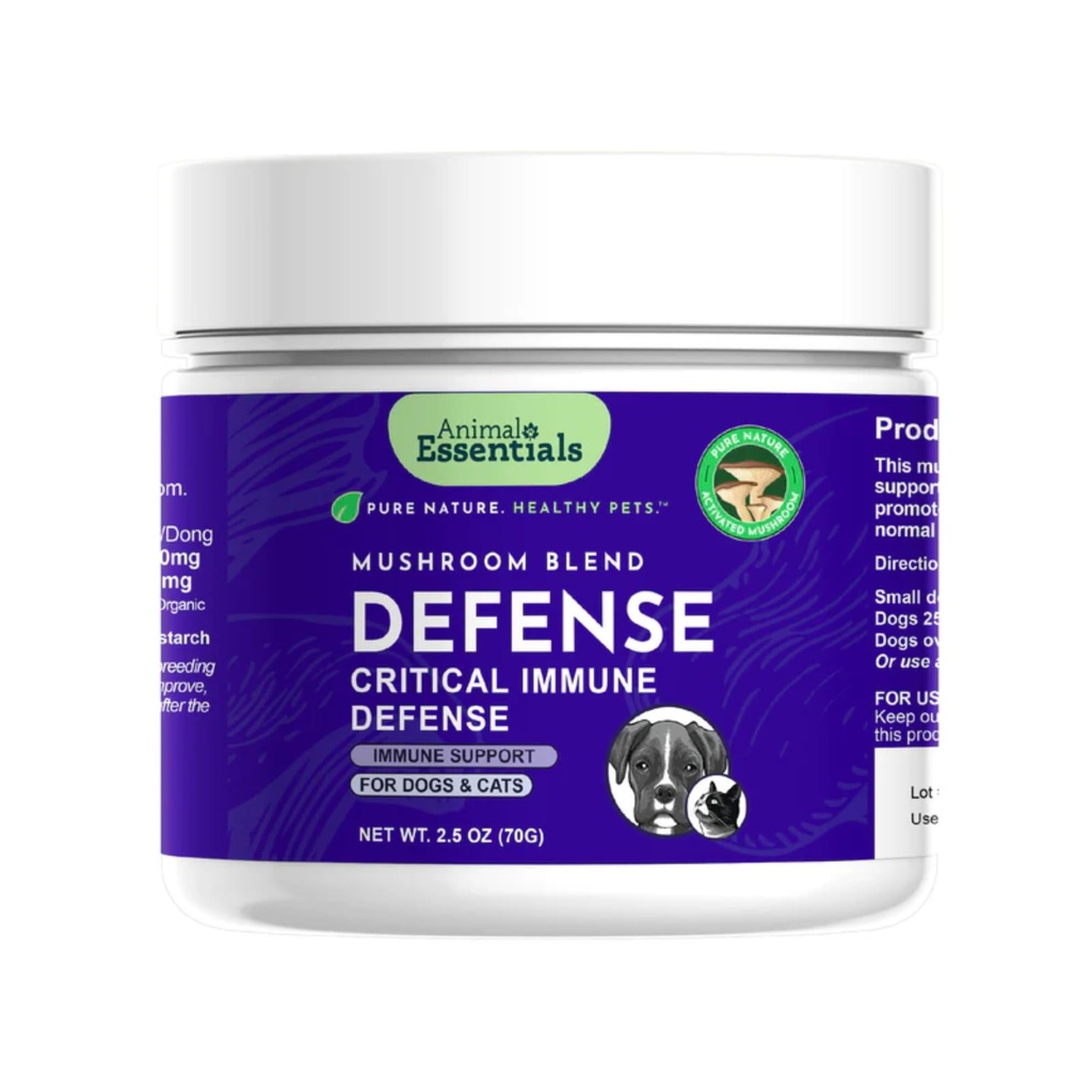 Esencjonalne zwierzęta Mushalle DEFENSE suplement dla psów i kotów - krytyczna obrona immunologiczna, Reishi, Maitake, Cordyceps, ekstrakt z proszku grzyba - 2.5 Oz (Opakowanie 1)
