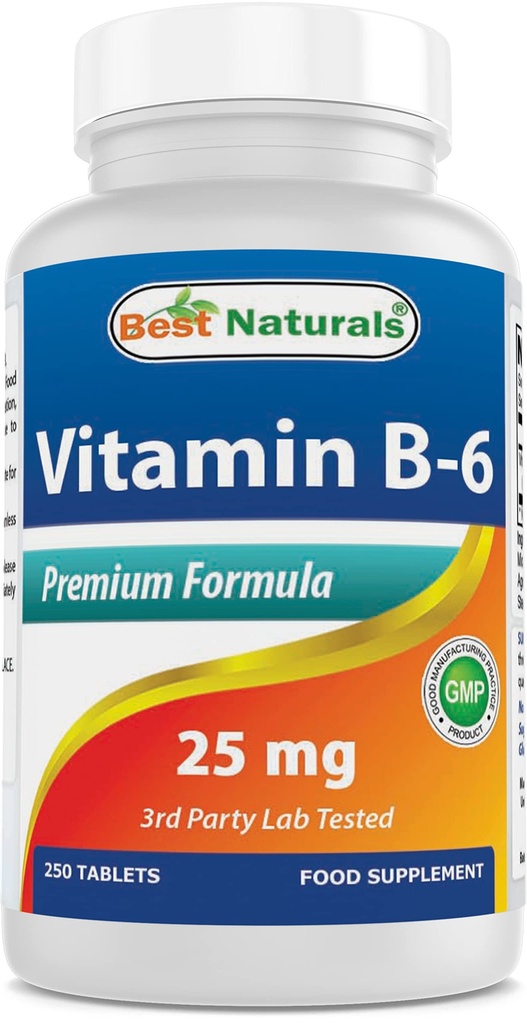 Najlepsi naturalni Witamina B- 6 25 mg tabletki, 250