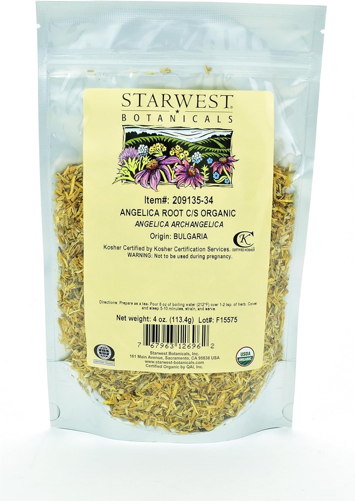 Starwest Botanicals Organic Angelica Root C / S, 4 unces