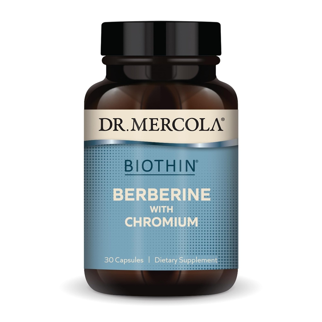 Dr Mercola Biothine Berberine z chromem - Wspiera zdrową funkcję metaboliczną - Zwiększona absorpcja - Nie-GMO, Gluten- Free & Soy- 30 Kapsułki (30 Służenie)