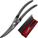 Nożyce kuchenne Ciężka Dużość, Nożyce Premium Kuchnia Stal nierdzewna, 8.8 "Nożyce do drobiu Ultra Sharp do mięsa z kurczaka kości, Nożyczki do żywności Anti- Slip Handle, Czarny Tytan Plated, Wiosna załadowany