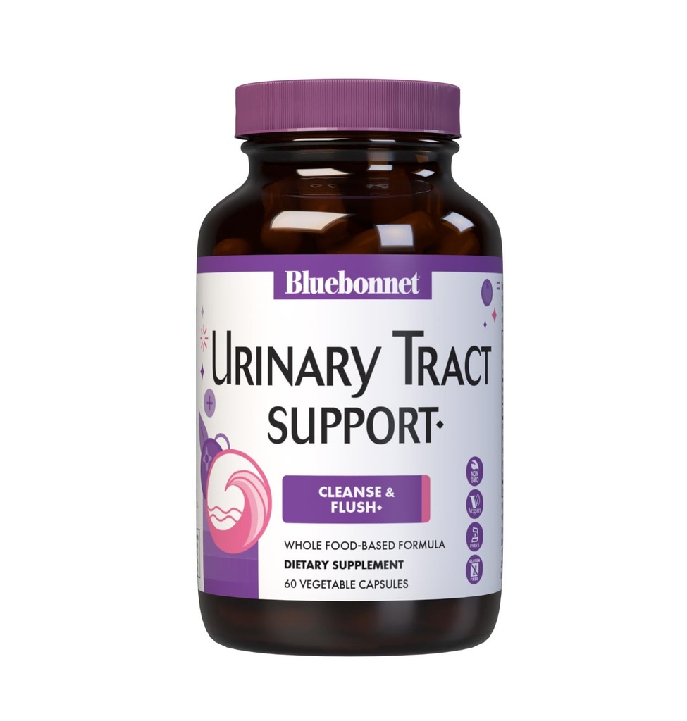 Bluebonnet Nutrition Urynary Tract Support, Cleanse & Flush *, Soy- Free, Gluten- Free, Kosher- Certified, Non-GMO, Dairy- Free, Wegan, 60 Kapsułki warzyw, 30 Służenie