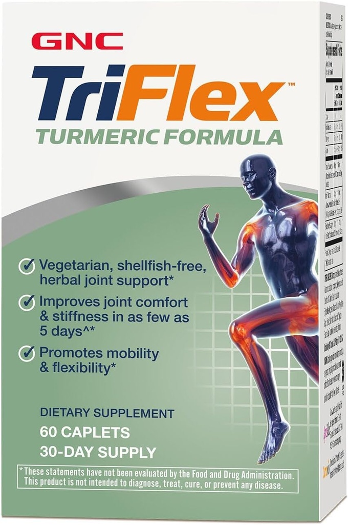 GNC TriFlex Turmeric Formuła, Poprawia wspólny komfort i sztywność, Promuje mobilność i elastyczność, 60 Kapsułki