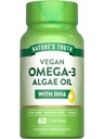 Nature 's Truth Vegan Omega 3 Softgels 124; 60 Hrabia 124; Algae Oil Formula z DHA Xi124; Non-GMO & Gluten