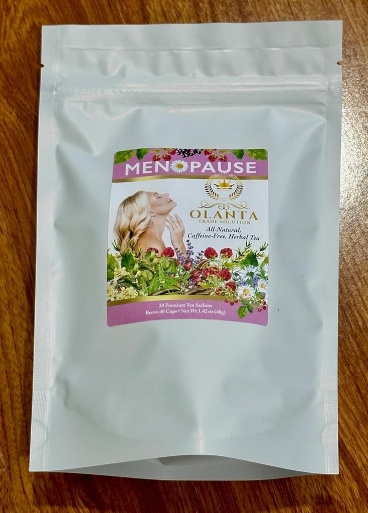 NATURAL MENOPAUSE TEA - ziołowe suplementy dla kobiet, Wsparcie równowagi hormonalnej, Wsparcie, gdy gorące błyski, Mieszanka menopauzy, Ashwagandha - 20 Premium Sachets Tea