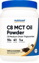 Nutricost C8 MCT Oil Powder 1LB (16oz) Vanilla Flavor - 95% C8 MCT Oil Powder, Najlepszy dla Keto Diets, Non-GMO, Gluten Free