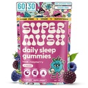 SuperMush Sleep Gummies dla dorosłych - Mushroom Supplement with Magnezu Citrate, L- Theanine, Chaga, Reishi & Rumomile for Deep Sleep, REM & Detox - Vegan & Sugar- Free - 60 Gummies (30 Sług)