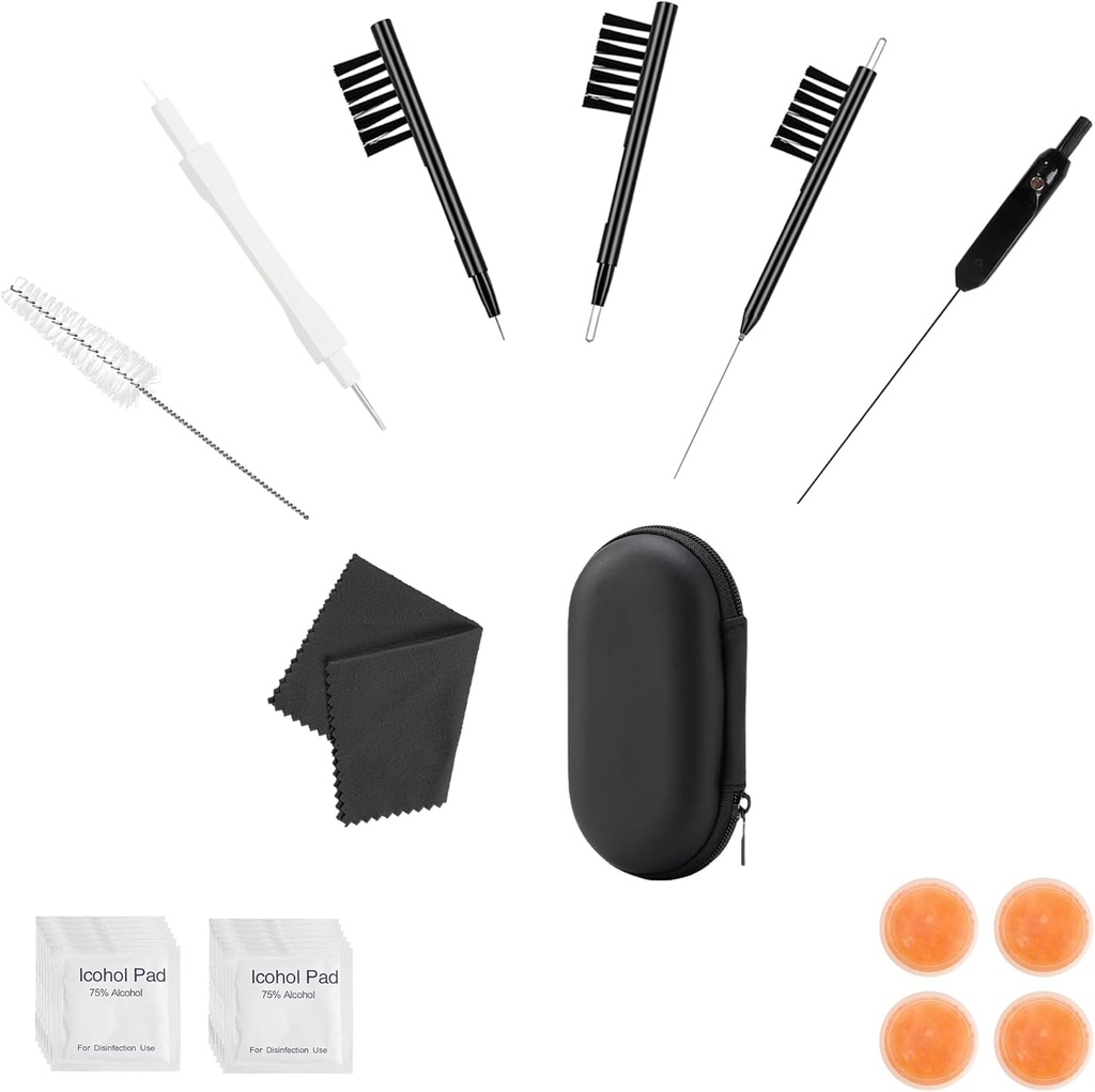 Phitunry 52- Piece Aid Assistance Kit Czyszczenie Akcesoria Przenośne Acesoria Asylum Pocket z Bruster czyszczący Narzędzia, Suche Kapsułki, Wipes audio, Deer Velvet Cloth i Hear Aid Travel Case