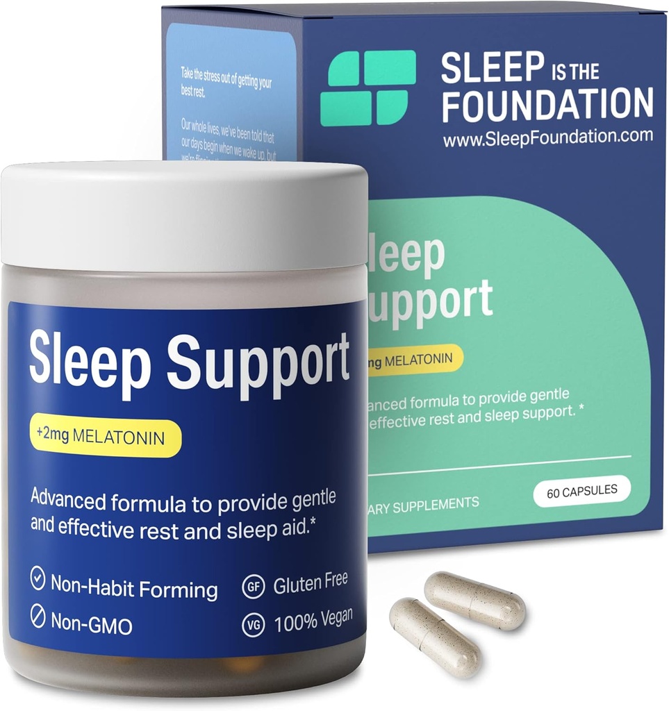 Pomoc senna z 2 mg Melatoniny - Pigułki senne z GABA, L- Theanine & Rumianek - Non-Habit Forming Sleep Supplement, 60 Kapsułki