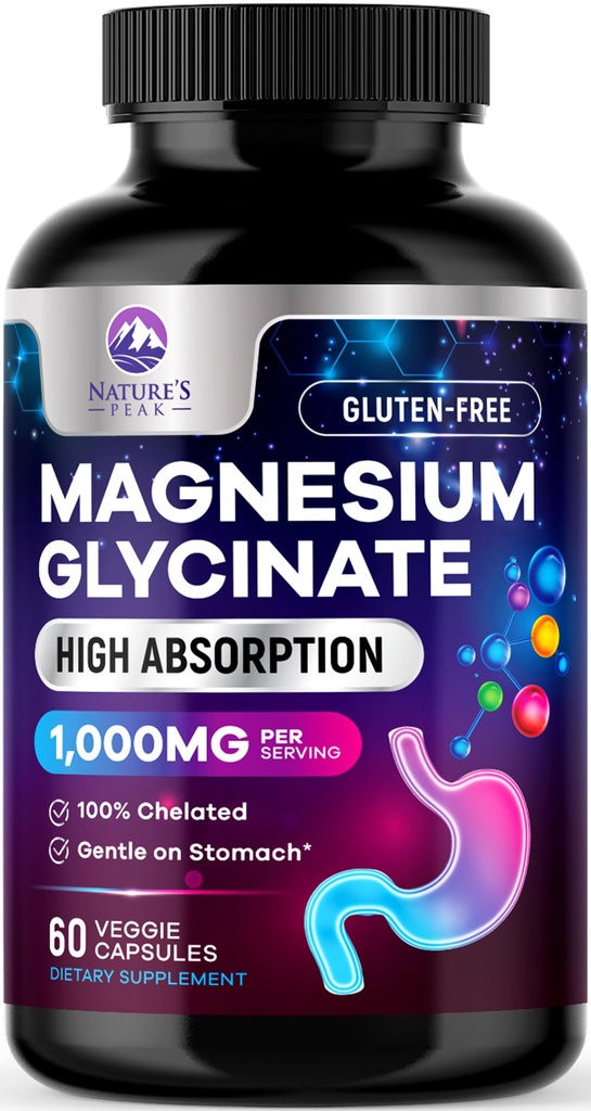 Magnezu Glicynian 500 mg Kapsułki - Czysty i chelatowany dla Max Wchłanianie - Wspiera mięśnie, Nerwy i Serce Zdrowia, Wsparcie snu - Najlepszy suplement Magnezu Pigułki dla całego ciała Wsparcie - 60 Kapsułki