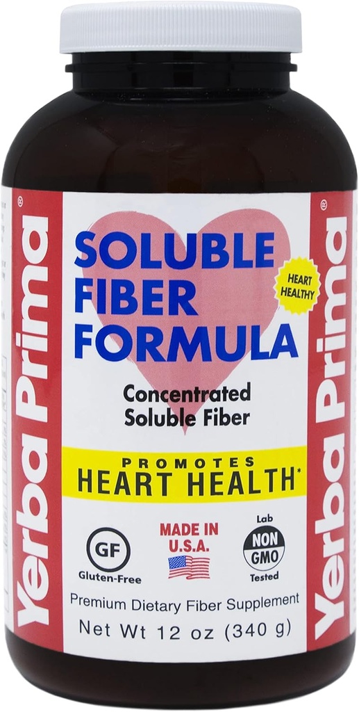 Yerba Prima Rozpuszczalny Fiber Formuła Proszek, 12 unce - Premium Dietetyczny Suplement Fiber, Naturalny, Skoncentrowany Fiber Rozpuszczalny, Gluten Free, Non-GMO, Made in USA