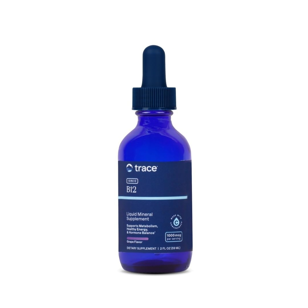 Ślad Minerały jonowe B12 - Liquid Multivitamin for Hormon Balance & Healthy Nerve Function - Pomaga Metabolic Health - Enzyme Production - Natural Wellness Formula - 2 fl oz (59 Służenie)