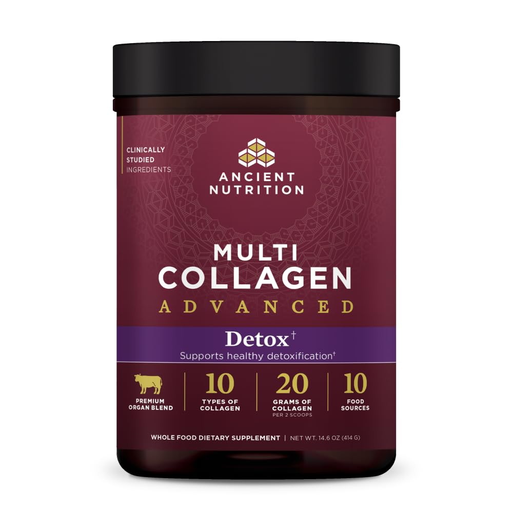 Ancient Nutrition Advanced Multi Collagen Protein Powder Cleanse & Detox, Unflavored, 36 Służenia