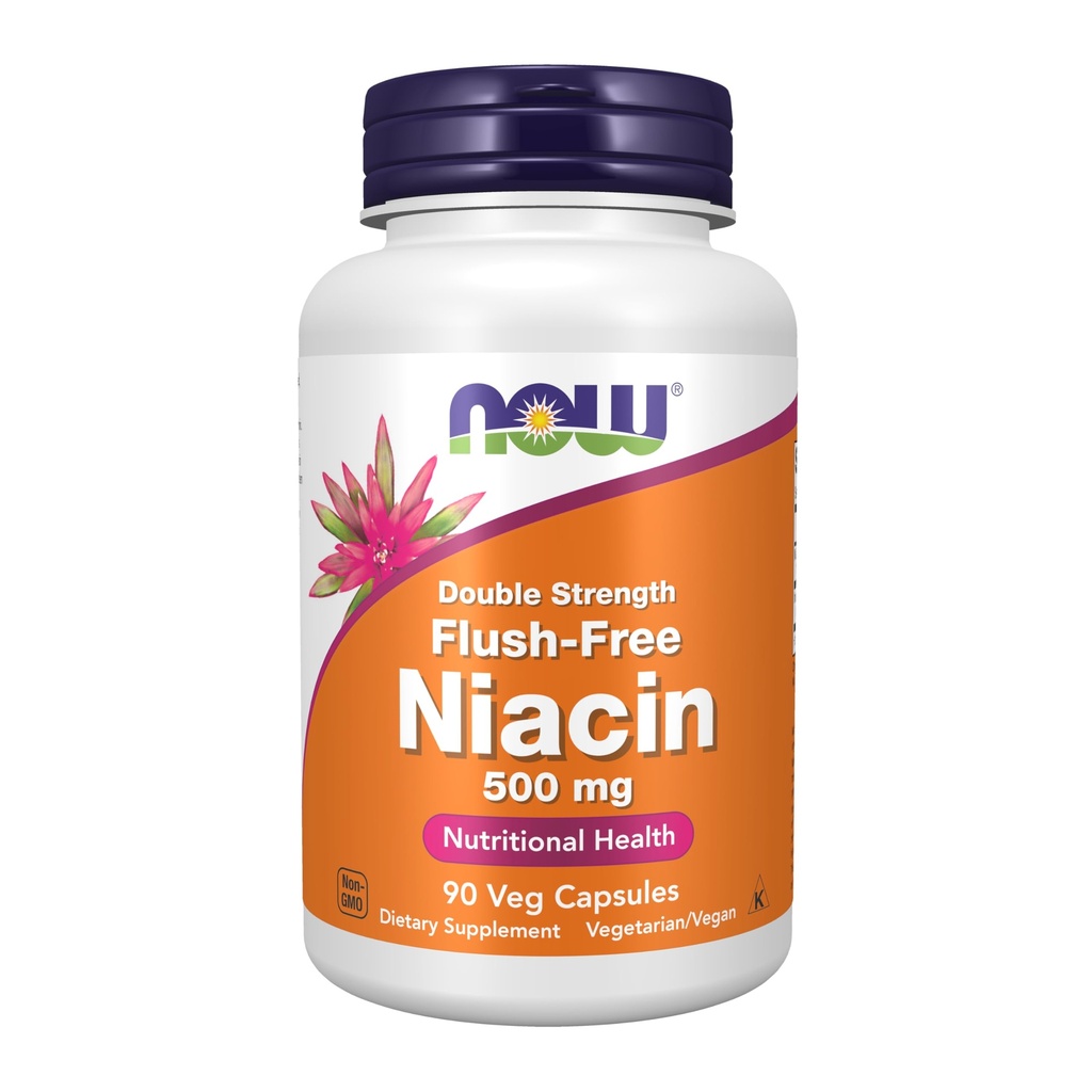 Teraz żywności Suplementy, Niacyna (Witamina B-3) 500 mg, Flush- Free, Podwójna siła, Zdrowie odżywcze, 90 Kapsułki Veg