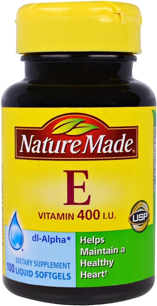Nature Made Witamina E 180 mg (400 j. m.) dl- Alpha, Suplement diety do wsparcia przeciwutleniaczy, 100 Softgels (Opakowanie po 3)