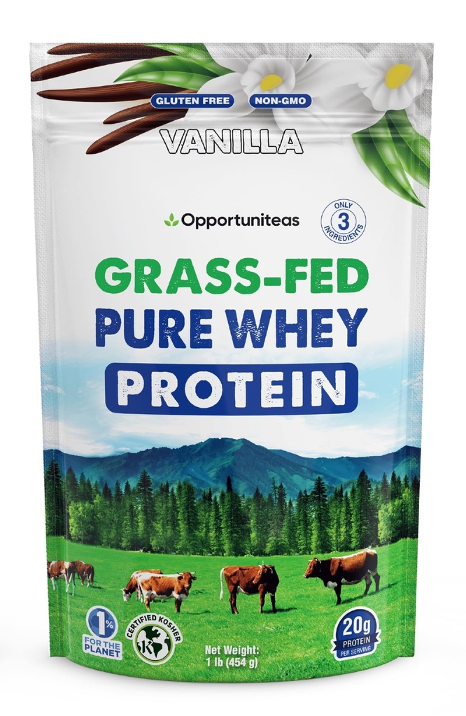 Koncentrat z białka serwatki - Wanilia - suplement z czystego białka - Nie GMO, Hormon Free & Gluten Free - 1lb