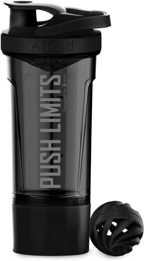 Artoid Tryb Fitness Trening Sportowy Butelka Shaker Protein 24- Ounce, Podwójna technologia mieszania z Shaker Balls & Mixing Grids Zawarte, Twist i Lock przechowywania białka