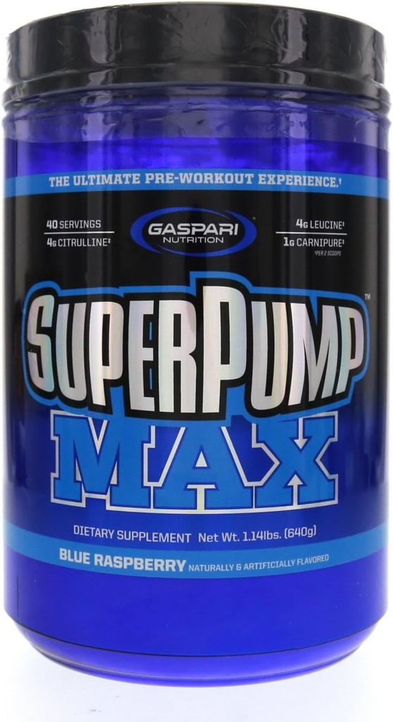 Gaspari Nutrition SuperPump Max niebieski lód malinowy - 1.41 funtów