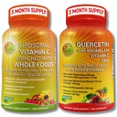 Quercetin z bromelainą, witaminą C i cynkiem + witaminą liposomalną C 1500mg - Immune Support Bundle z organiczną Acerola Cherry, Camu Camu & Citrus Bioflavanoids - Wegan, Non-GMO, Czyste Wsparcie Wellness