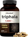 NatureBell Triphala Kapsułki Suplement, 1,500mg Per Serving 124; Made with Organic Amla, Bibhitaki, Haritaki Fruit Powder - Supports Digestive Health - Double Strength, Non-GMO