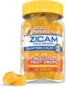 Zicam Cold Remedy Cynk Medyczne krople owocowe, Manuka Honey Flavor, Homeopatyczne, Cold Shorting Medicine, Skróty zimnego czasu trwania, 25 Count