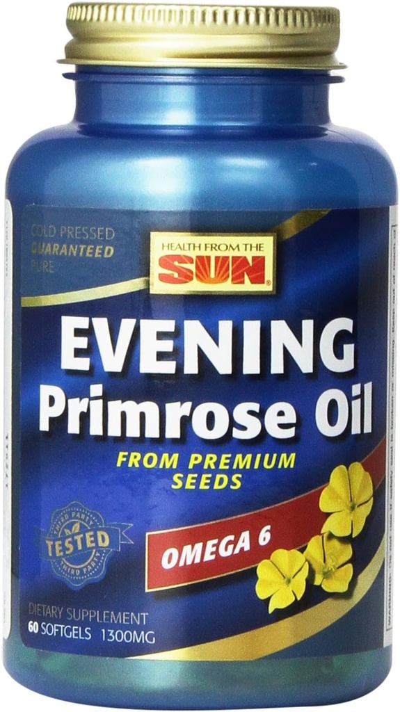 Zdrowie Z The Sun Evening Primrose Oil 1300 Mg, 60- Count (Pack of 2)