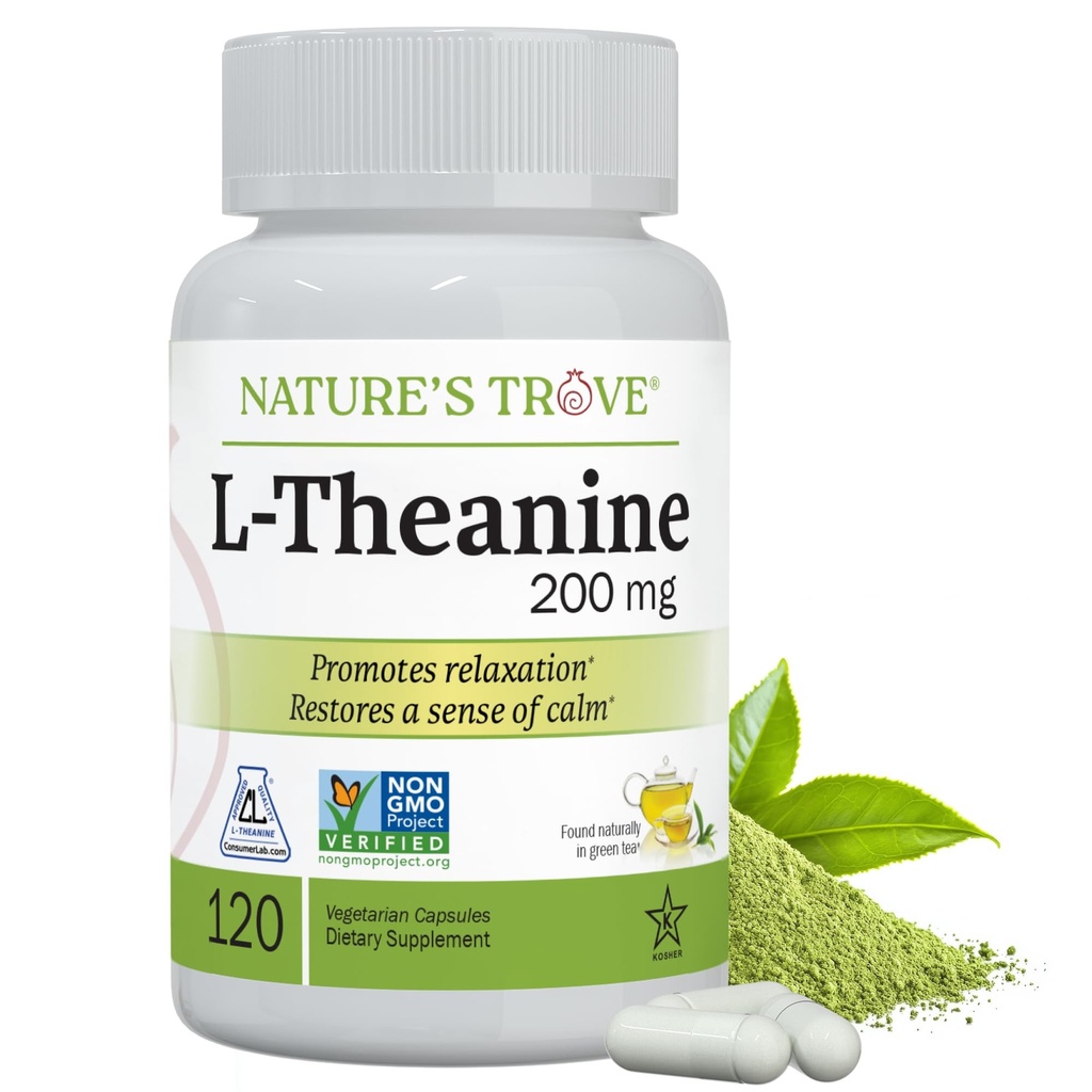 Natural 's Trove L- Theanine 200mg 120 Kapsułki wegetariańskie