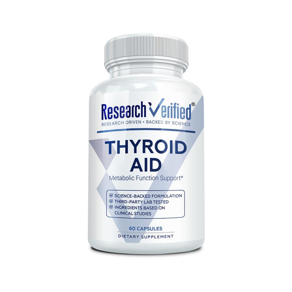 Research Verified ® Tyroid Aid - Optymalna funkcja tarczycy z miedzi jodu i cynku - 260 µg Selenium - 100% Czysty - Wegański Przyjazny - 60 Kapsułki - 1 Miesiąc Dostawy