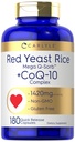 Carlyle Red Yeast Rice with CoQ10 Complex Xion124; 1420 mg Xion124; 180 kapsułki Xion124; Mega Q- Sorb Xion124; Non- GMO, Gluten Free Supplement