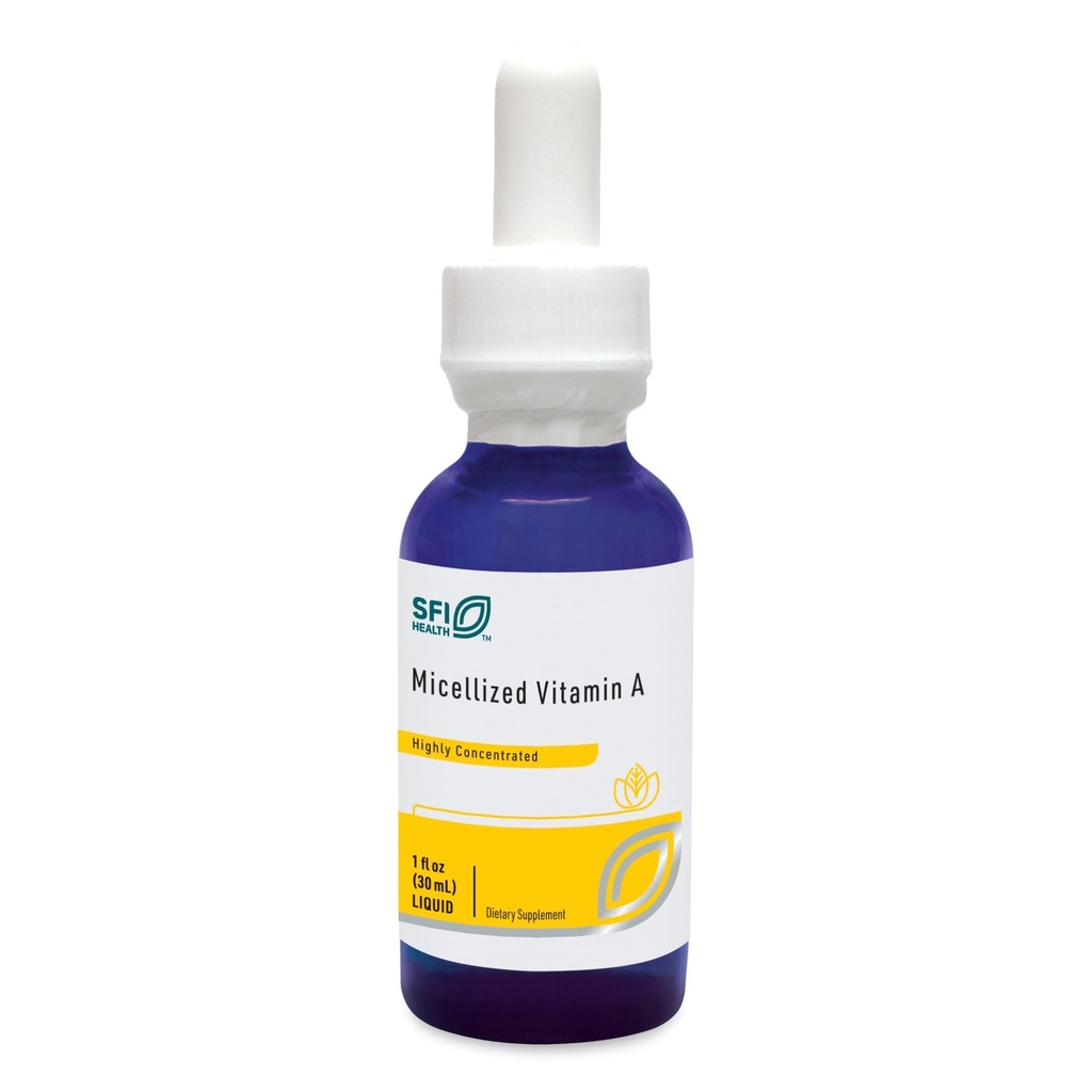 SFI Health Micellized Witamina A Drops - Płynna witamina A Suplement z Beta Caroten & VIT A Palmitate - Wsparcie Vision, immunologiczne, kości i chrząstki Zdrowie (1 Fl Oz, 600 Sługi)
