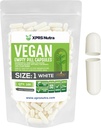 XPRS Nutra Rozmiar 1 Puste kapsułki - 100 Hrabia Puste kapsułki wegańskie - Wegetariańskie tabletki - DIY Vegetable Capsule Fill- Veggie kapsułki do Do- It- Yourself Supplements (Biały)