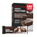 Musashi High Protein Bar, 45g Protein, 2g Sugary ogółem, Mleko czekoladowe Brownie, Post Warsztaty i Przekąski protein On The Go, 12 Pack of 3.2oz (90g) Bary