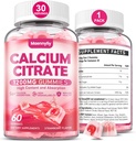 Gummies cytrynian wapnia 1200 mg dla dorosłych: Ultimate Absorption Calcium Supplement for Women & Men - Easy to Digest, Vegan, Non-GMO, Gluten Free - Natural Strawberry Flavor