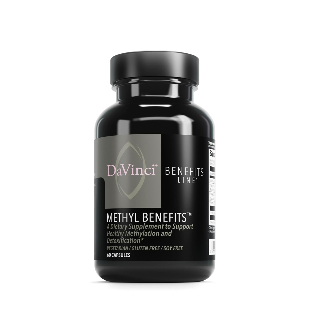 DAVINCI Labs Methyl Benefits - Suplement diety do wsparcia zdrowej metylacji, detoksykacji i produkcji energii * - z witaminą B6, B12, folianem i więcej - bez glutenu - 60 Kapsułki wegetariańskie