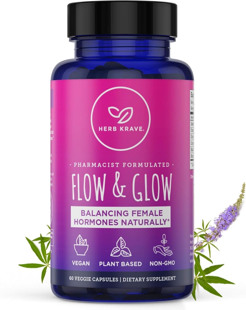 Bilans hormonu naturalnego dla kobiet - PMS & Menopauza Relief for Cramps, Mood Swings & Night Sweats z Donq Quai & Black Cohosh dla Menopauza - 60 Kapsułek wegańskich (1 opakowanie)