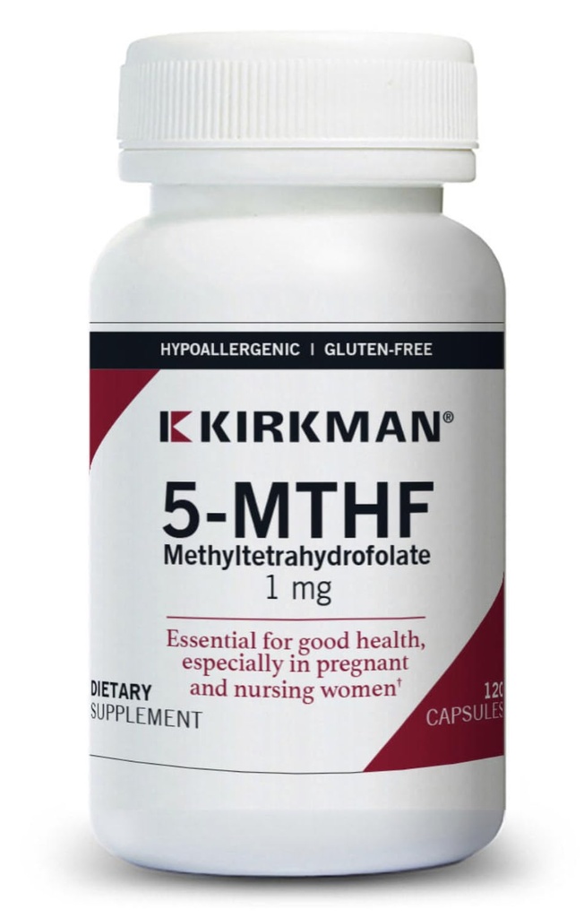 Kirkman 5- MTHF - Hipoalergiczne - 120 Kapsułki wegetariańskie - kwas foliowy