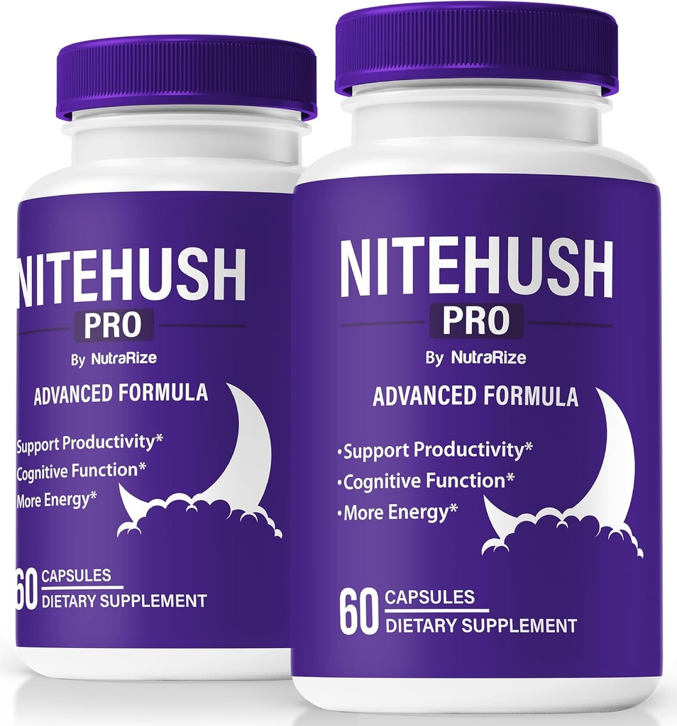 (2 Pack) Nite Hush Pro Capsules- Odblokuj swój pełny potencjał z formułą NiteHush Pro - Premium Support for Focus, Concentration and Balanced Health, Oficjalna recenzja NiteHushPro Pills (120 kapsułki)