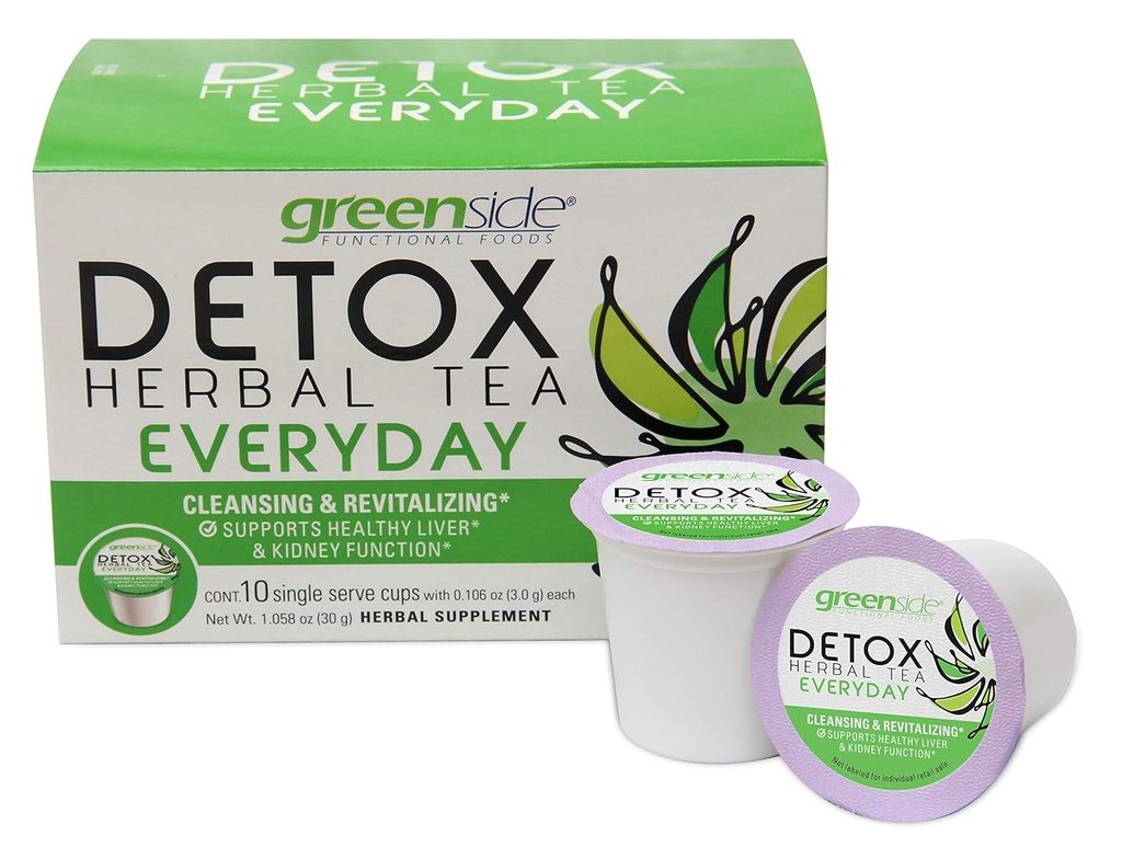 greenside Detox Herbal Pojedyncze Podawane Kubki na co dzień - Oczyszczanie i Revitalizing Body Supplements - 10 Puchary (3- gram Serving / Cup)