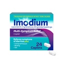 Imodium Multi- Symptom Relief Caplets z Loperamide Hydrochloride & Simeticon, Leki przeciwbiegunkowe do leczenia biegunki, Gaz, wzdęcia, skurcze i ciśnienie, Łatwiej otworzyć, 24