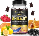 Shilajit Gummies, Pure Himalayan Shilajit Gummies z 100% Shilajit, Shilajit Organic Gummies Rich in Fulvic Acid 85 + Ślad minerałów Nadaje się dla mężczyzn i kobiet, Non-GMO - 60 Gummy