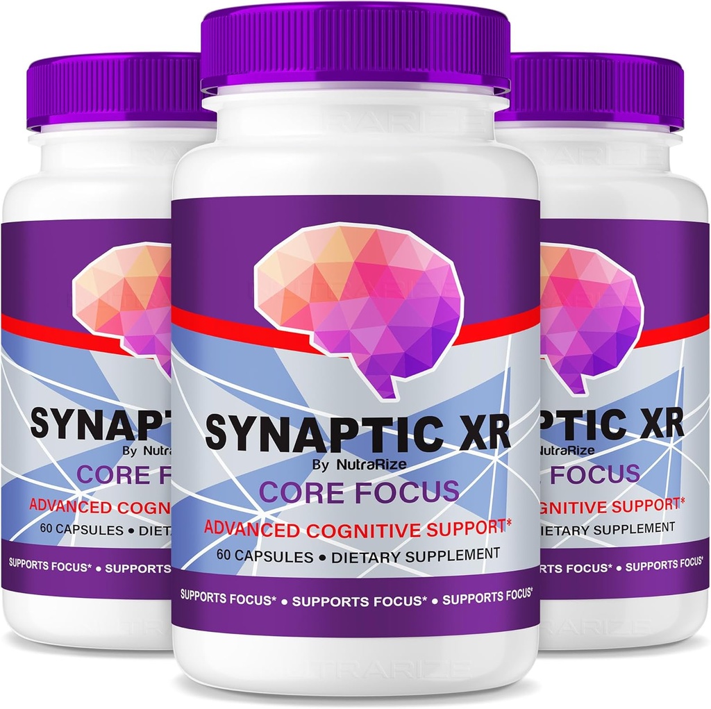 NutraRize (Pakiet 3 Kapsułki Synaptic XR - Daily Support z balansowanym mieszanką dla ostrości, ostrości i codziennej wydajności 124; Easy- to- Take Pills for Daily Wellness (180 Kapsułki)