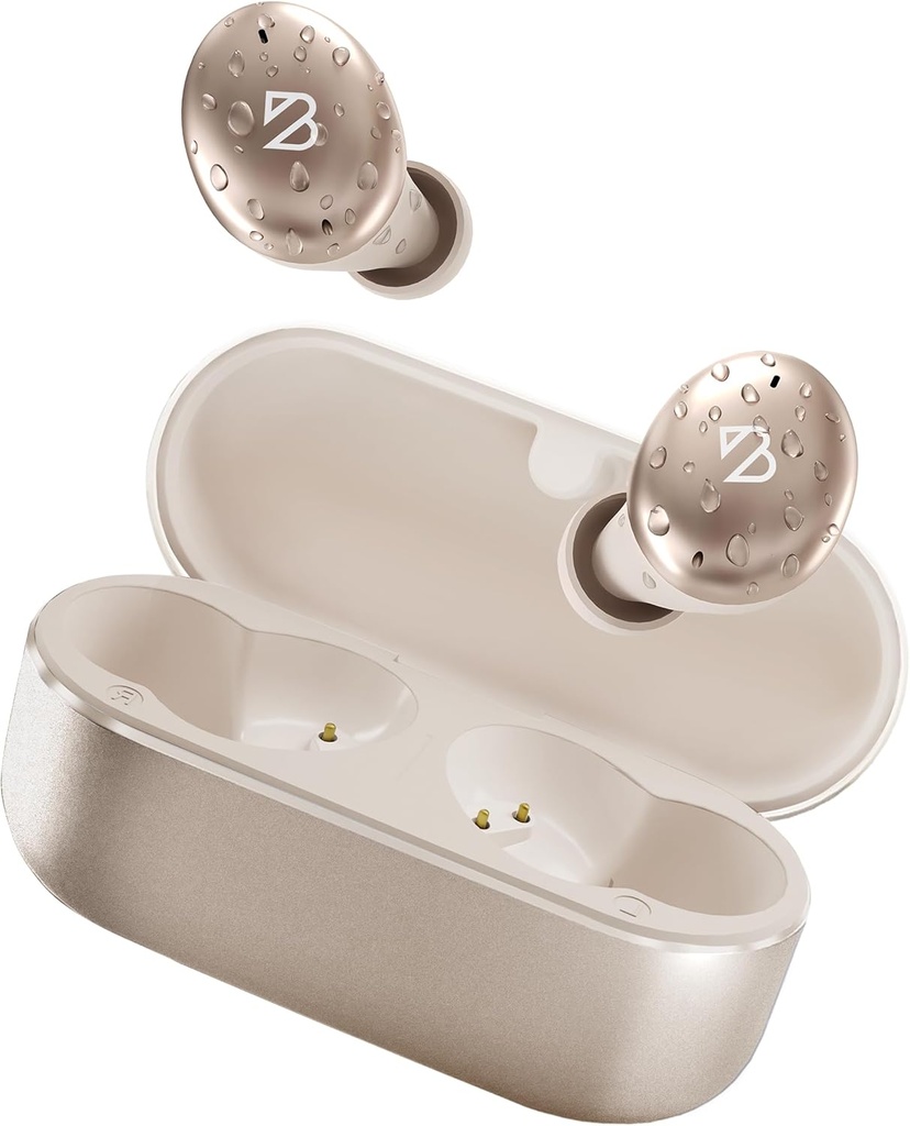 Back Bay Audio Tempo 30 Wireless Earbuds for Small Ears - Award-Winning Sound, Sweatproof Bluetooth Earbuds, Comfortable Ear Buds for Women, Gold Earphone Small Ear Canals, Long Battery słuchawki