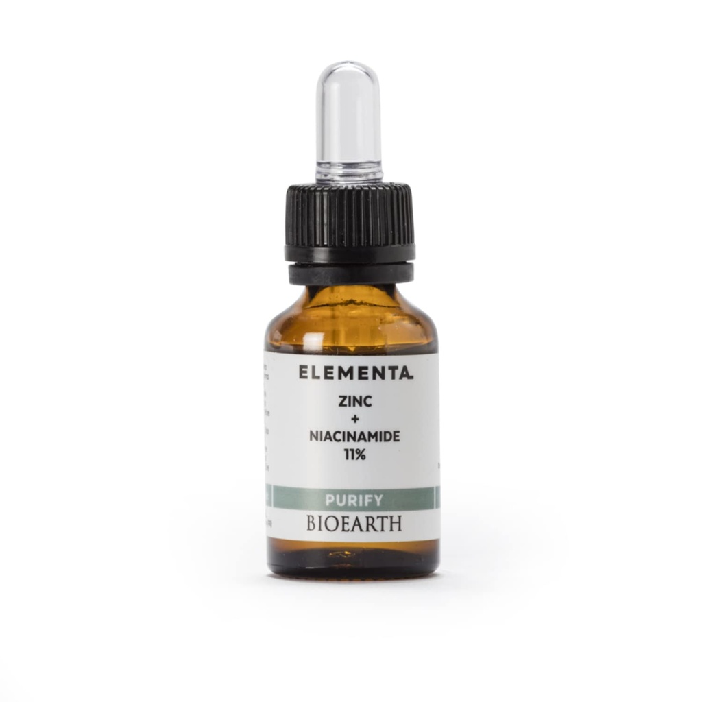 Bioearth Elementa, PURIFY skoncentrowana surowica twarzy z cynkiem i 11% Niacynamid, Oczyszczanie i bilansujący efekt, Made in Italy, Vegan, AIAB Certification - 15 ml Pack
