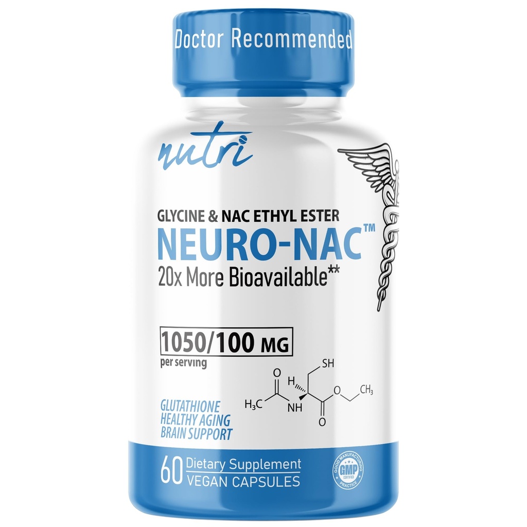 Neuro NAC Supplement N- Acetyl Cysteine Ethyl Ester - 20x More Biodostępny niż NAC 600 mg - Boost Glutathione 10x More Than Liposomal Glutathione - N Acetyl Cysteine Ethyl Ester - NACET (60 kapsułki)