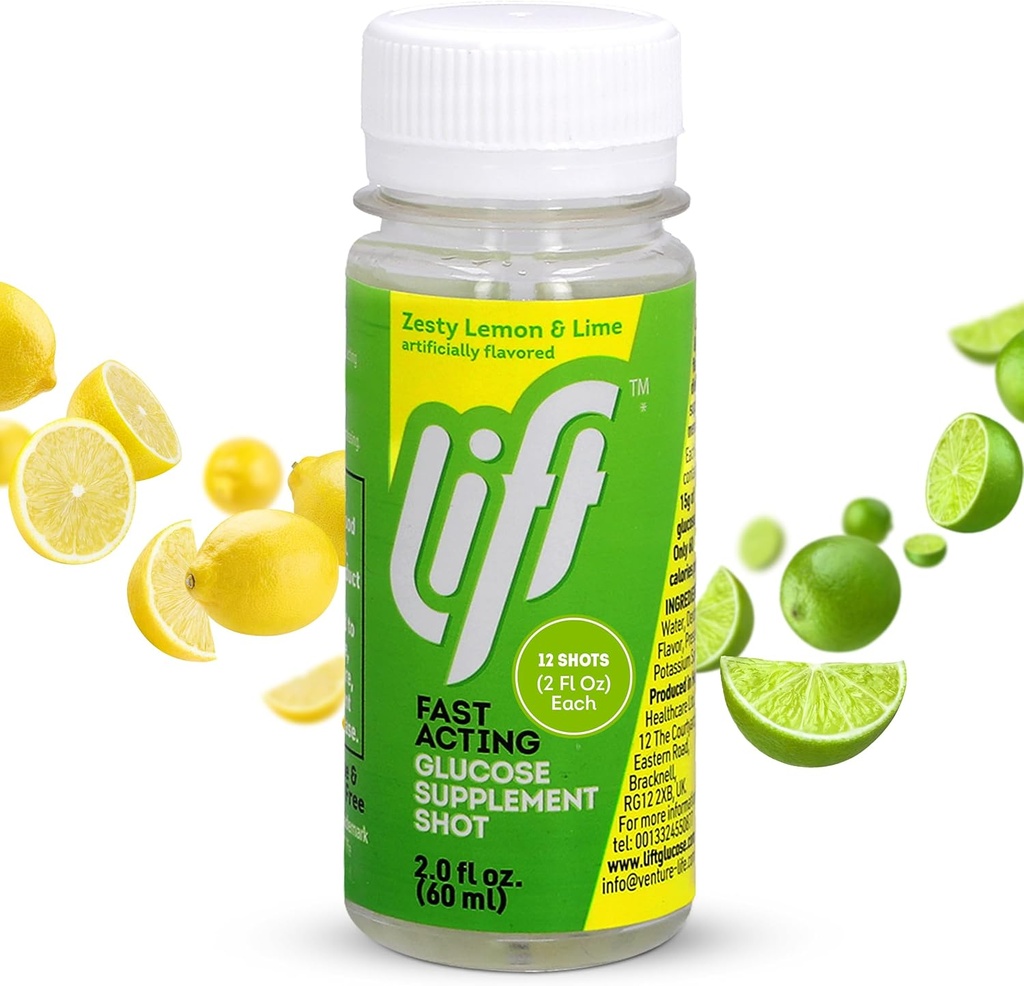 Podnoszenie Glukoza Glukozy Glukoza Energy Juice Shots, Lemon Lime, 2,0 fl oz Butelki (Opakowanie po 12)