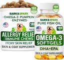 Ulga alergiczna + Omega 3 Paleta - Suplement skóry i płaszcza przeciwnowotworowego + Alergia skórna - Omega 3 Olej rybny + EPA & DHA Kwasy tłuszczowe - Swędzenie i Łapa Licking + Joint Health - 180 Przeżuć + 180 Softgels - Made in USA