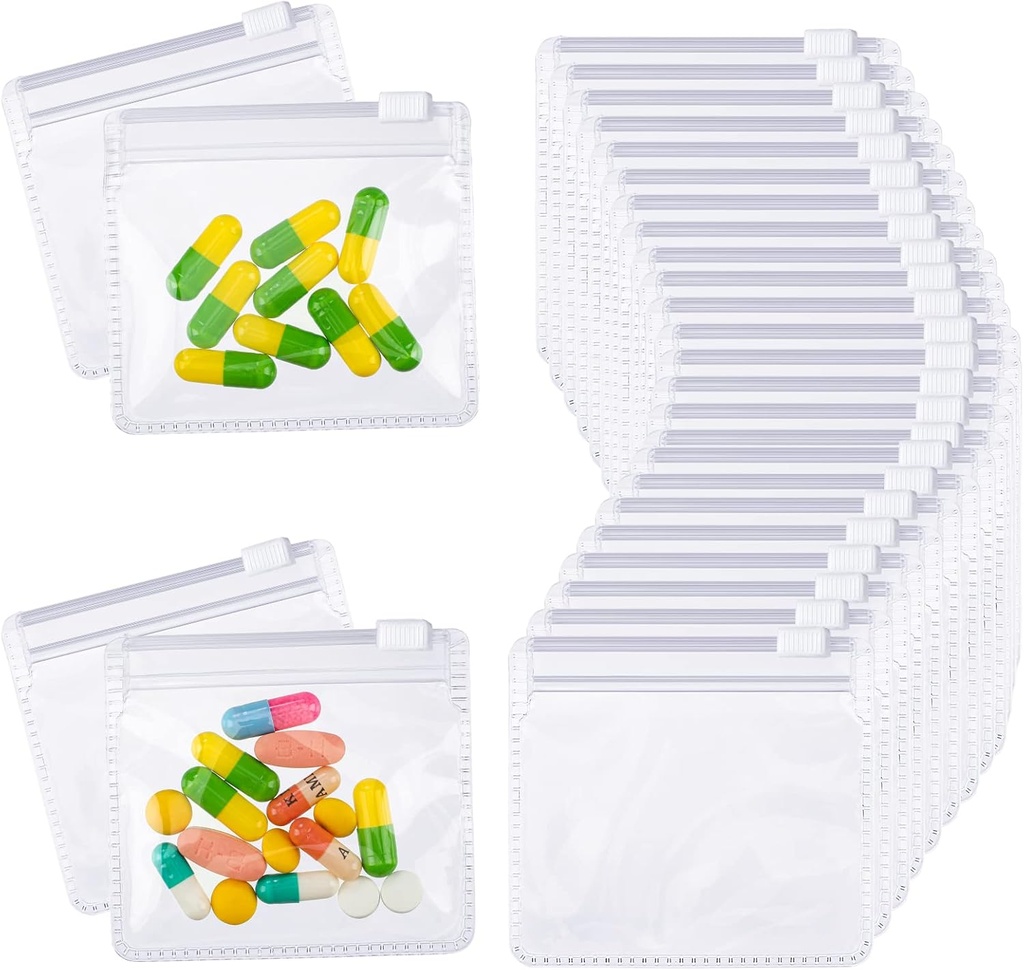 Nuanchu 96 Części Pill Pouches Torby zestaw wielokrotnego użytku Pill Torby przezroczyste plastikowe samouszczelnianie Travel Medicine Storage z blokadą slajdów dla medycyny i małych przedmiotów