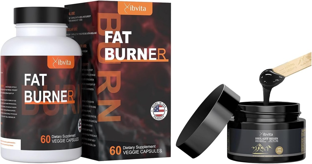 Tłuszcz Burner dla mężczyzn Kobiety & Czysty Himalajski Organic Shilajit Resin, Weight Loss Appetite Supressant, Shilajit z kwasem Fulvic & 85 + Namierzanie Minerały Suplement dla Energy Boost & Wsparcie immunologiczne
