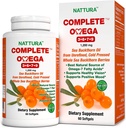 Nattura Complete Omega 3- 6- 7- 9, Czyste Morze Buckthorn Oil, Europejska Jakość, z nierafinowany, zimny Pressed Whole Sea Buckthorn Wild Berries - Non-GMO, Certified Kosher, Gluten- Free 1 Butle - 60 Kapsułki