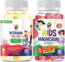 SUNNY SAM Witamina D3 K2 Gummies 5000 j.m. & Magnezu Gummies dla dzieci Cytrate suplement do żucia do nastroju i wsparcia mięśni